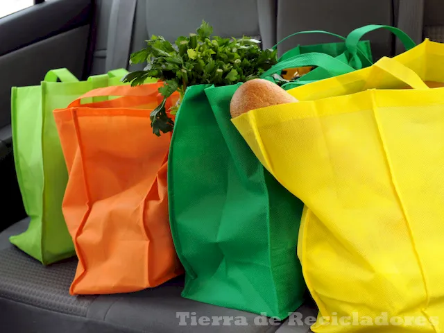 Bolsas reutilizables en lugar de bolsas de plástico